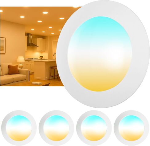 12 Pack 6 Inch LED Disk Lights, Dimmable Flush Mount Ceiling Disc Lights, 2700K/3000K/3500K/4000K/5000K 5CCT Selectable, 14.8W, 1150LM, UL/FCC/Energy Star, Installs with J-Box or Recessed Can in Kuwait