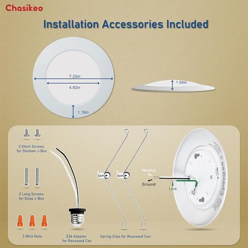 12 Pack 6 Inch LED Disk Lights, Dimmable Flush Mount Ceiling Disc Lights, 2700K/3000K/3500K/4000K/5000K 5CCT Selectable, 14.8W, 1150LM, UL/FCC/Energy Star, Installs with J-Box or Recessed Can in Kuwait