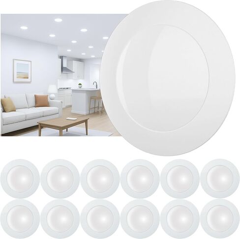 12 Pack 6 Inch LED Disk Lights, Dimmable Flush Mount Ceiling Disc Lights, 2700K/3000K/3500K/4000K/5000K 5CCT Selectable, 14.8W, 1150LM, UL/FCC/Energy Star, Installs with J-Box or Recessed Can in Kuwait
