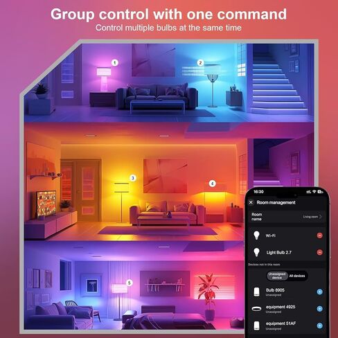 FRIDEKO HOME LED Smart Light Bulbs - Wi-Fi & Bluetooth Light Bulbs, Color Changing Light Bulb Compatible with Alexa and Google Assistant, A19 E26 RGBTW Light Bulb, 800LM (4 Pack) in Saudi Arabia