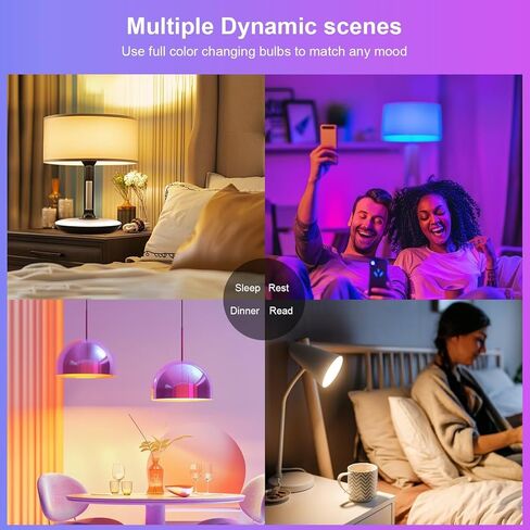 FRIDEKO HOME LED Smart Light Bulbs - Wi-Fi & Bluetooth Light Bulbs, Color Changing Light Bulb Compatible with Alexa and Google Assistant, A19 E26 RGBTW Light Bulb, 800LM (4 Pack) in Saudi Arabia