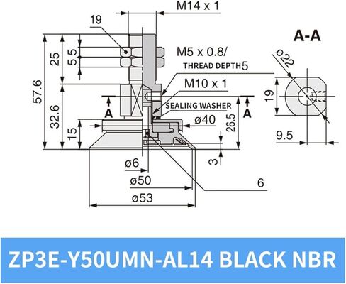 1Pcs ZP3E-Y32/40/50/63/100/125UMS Flat White Silicone Heavy Duty Vacuum Suction Sucker Cup(ZP3E-Y50UMS-AL14) in Saudi Arabia