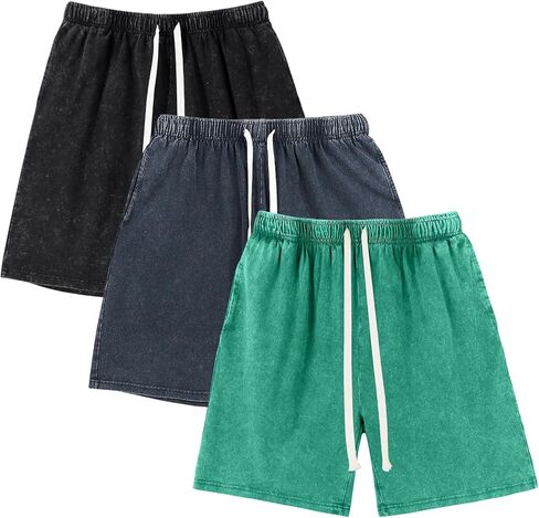 Gihuo Mens Sweat Shorts Cotton Athletic Shorts Vintage Acid Wash Drawstring Workout Shorts in Saudi Arabia