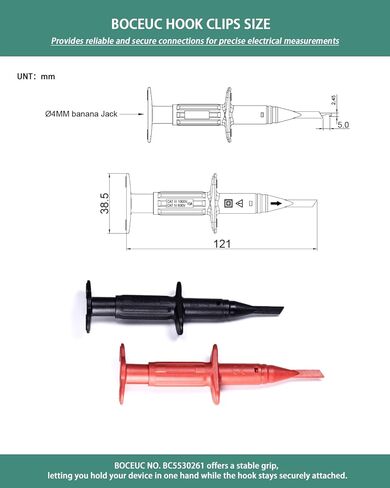 مشابك اختبار بمشبك متعدد يؤدي لمسبار اختبار التوصيل 4 مم، CAT III 1000V/CAT IV 600V، 10A لاختبار الدوائر الإلكترونية (زوج واحد، أحمر أسود) in Kuwait