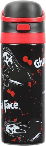 قناع Ghostface وطباعة بقع الدم بالكامل، زجاجة مياه من الفولاذ المقاوم للصدأ سعة 24 أونصة باللون الأسود in Kuwait