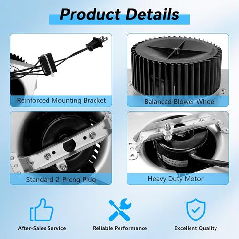مجموعة المحرك S97015162 متوافقة مع مراوح الحمام Broan NuTone - تناسب 678 678-G 2678F-A 683-C 683L-A 679 763N 696N - 110 CFM 4.0 جزء استبدال عادم Sones، 120 فولت in Kuwait