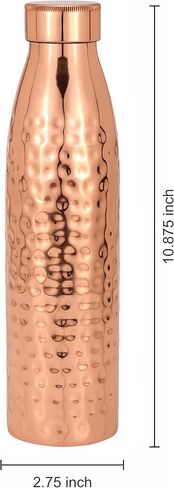 Kitchen Science Authentic Ayurvedic Copper Water Bottle (34 oz/1000 ml) with Carrying Canvas Bag – 100% Pure Copper Drinking Bottle, Leakproof, Durable & Health-Boosting in Kuwait