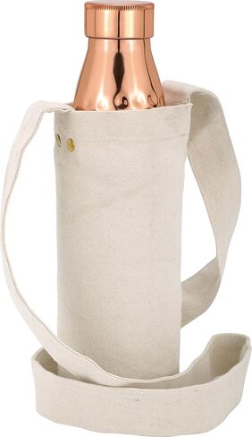 Kitchen Science Authentic Ayurvedic Copper Water Bottle (34 oz/1000 ml) with Carrying Canvas Bag – 100% Pure Copper Drinking Bottle, Leakproof, Durable & Health-Boosting in Kuwait