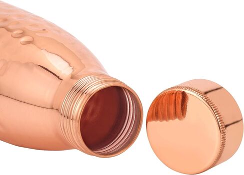 Kitchen Science Authentic Ayurvedic Copper Water Bottle (34 oz/1000 ml) with Carrying Canvas Bag – 100% Pure Copper Drinking Bottle, Leakproof, Durable & Health-Boosting in Kuwait