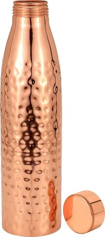 Kitchen Science Authentic Ayurvedic Copper Water Bottle (34 oz/1000 ml) with Carrying Canvas Bag – 100% Pure Copper Drinking Bottle, Leakproof, Durable & Health-Boosting in Kuwait