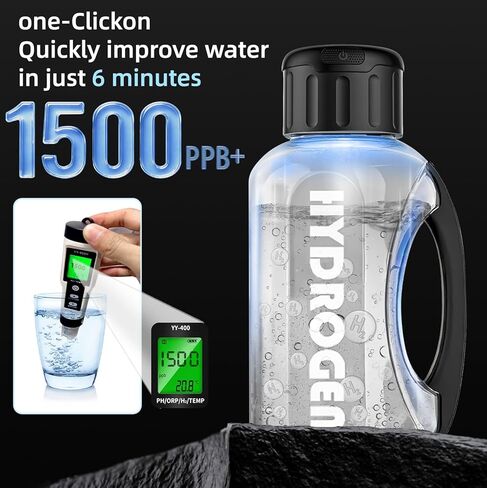 Hydrogen Water Bottle, 50 oz (1.5 Liter) Hydrogen Sport Water Bottles with Advanced Hydrogen Production Technology, Portable Rechargeable Water Generator Ionizer for Home, Office, and Travel in Kuwait