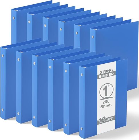 Henoyso 12 PCS 1 Inch Mini 3 Ring Binder ، تناسب ورقة 5.5 "× 8.5" ، وثلاث حلقات جولة مصغرة بلاستيكية للمدرسة ، واستخدام المكتب ، وموثق الوصفة ، وصفحات ألبوم الصور (أسود) in Kuwait
