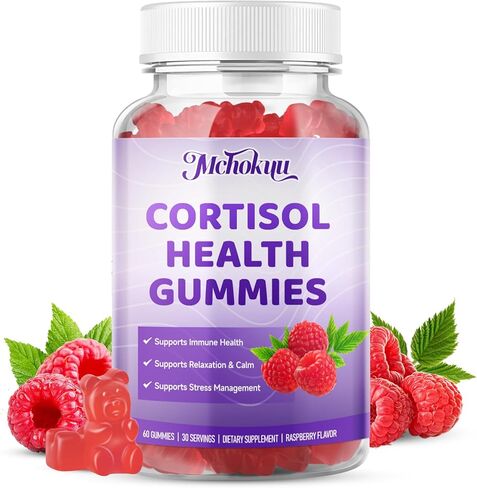 Cortisol Supplements for Women, Sugar-Free Cortisol Gummies with Ashwagandha, Magnesium, L-theanine, Rhodiola Rosea for Mood, Focus, Zzz Support-Vegan Raspberry Flavor, 60 Count in Saudi Arabia