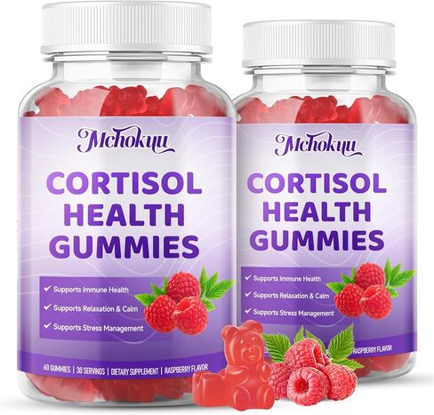 Cortisol Supplements for Women, Sugar-Free Cortisol Gummies with Ashwagandha, Magnesium, L-theanine, Rhodiola Rosea for Mood, Focus, Zzz Support-Vegan Raspberry Flavor, 60 Count in Saudi Arabia
