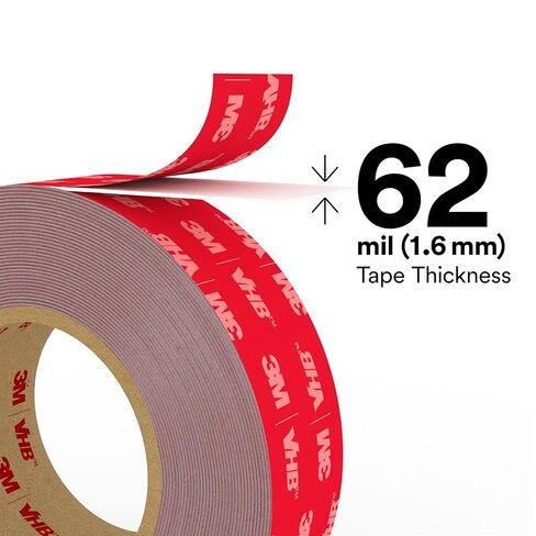 شريط 3M VHB LSE-110WF، أبيض، 1/2 بوصة × 36 ياردة، 45 مل، 1 لفة in Kuwait