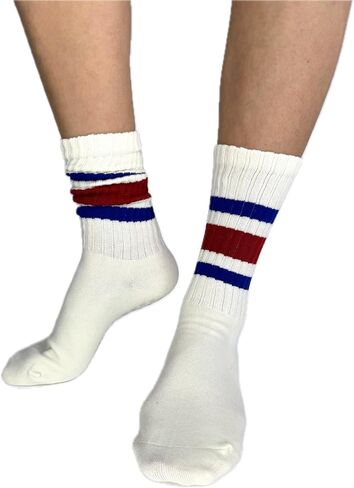 Vintage Striped Pilates Socks for Women Preppy Crew Grip Yoga Socks for Barre Dance Retro Slouch Grippy Socks 5PCS Striped in Kuwait