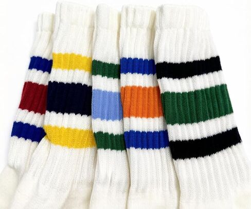 Vintage Striped Pilates Socks for Women Preppy Crew Grip Yoga Socks for Barre Dance Retro Slouch Grippy Socks 5PCS Striped in Kuwait