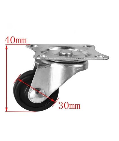 Set of 4 casters 1.25 inches Rubber Swivel Wheels Height 4 cm Silent Diameter 3 cm in Kuwait