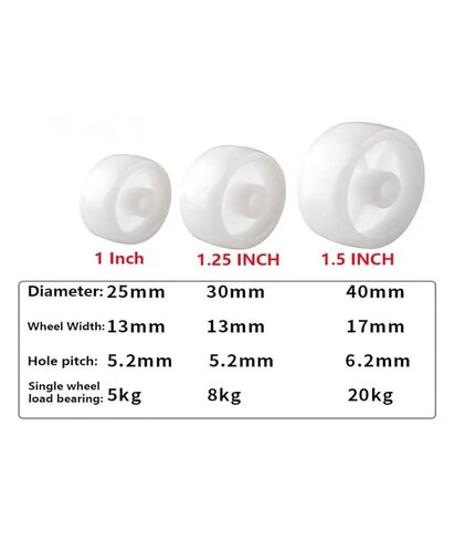 10pcs 1 inch Single Wheel Light White PP Plastic Small Diameter 25mm Smooth Sheet Folding Bed Pulley in Kuwait