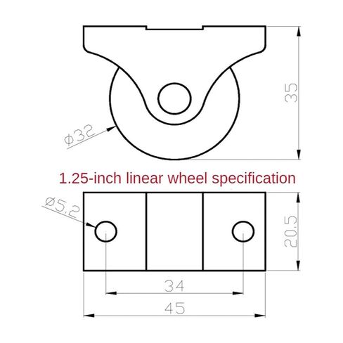 4 Pack 1.25 Inch Furniture Linear Wheels Rigid Plastic Pp Silent Directional Fixed Casters Sliding Door Pulleys in Saudi Arabia