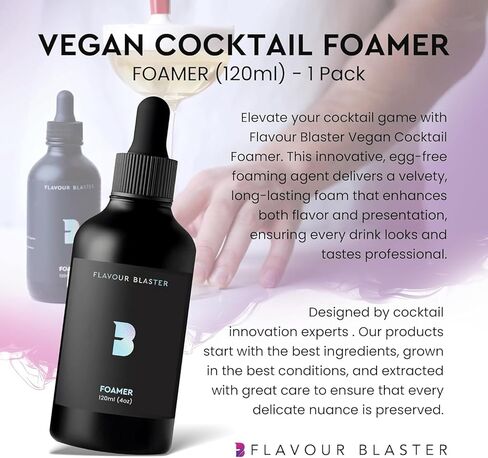 Flavour Blaster Vegan Cocktail Foamer, 120ml (1 Pack) | Add Drops to Your Shaker & Easily Create Drinks Foam Without Eggs for Cocktails & Mocktails in Bars & at Home | Aquafaba & Egg White Alternative in Kuwait