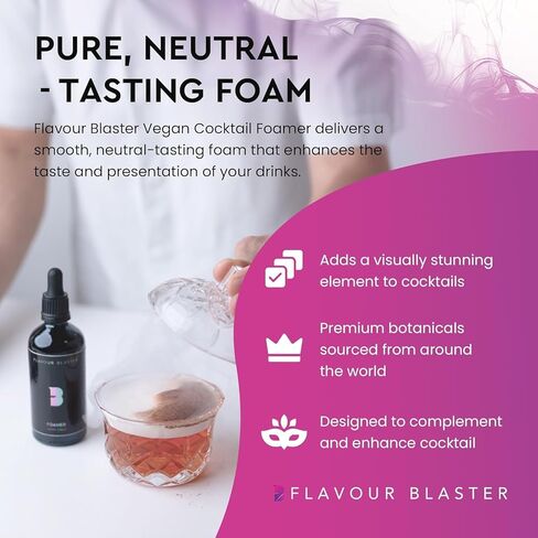 Flavour Blaster Vegan Cocktail Foamer, 120ml (1 Pack) | Add Drops to Your Shaker & Easily Create Drinks Foam Without Eggs for Cocktails & Mocktails in Bars & at Home | Aquafaba & Egg White Alternative in Kuwait