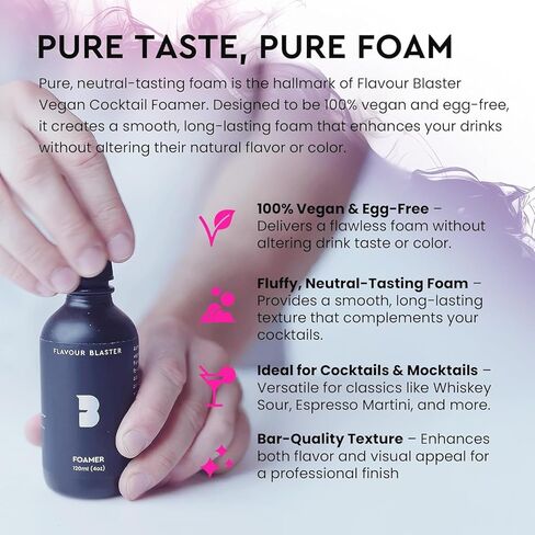 Flavour Blaster Vegan Cocktail Foamer, 120ml (1 Pack) | Add Drops to Your Shaker & Easily Create Drinks Foam Without Eggs for Cocktails & Mocktails in Bars & at Home | Aquafaba & Egg White Alternative in Kuwait