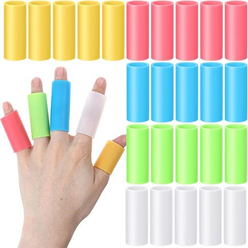 25-Pack Silicone Finger Sleeve,Lavender-Infused Silicone Finger Tip Protectors,Soft Fingers Sleeves Protectors for Dry, Cracked Skin & Friction Protection, 5 Colors in Kuwait
