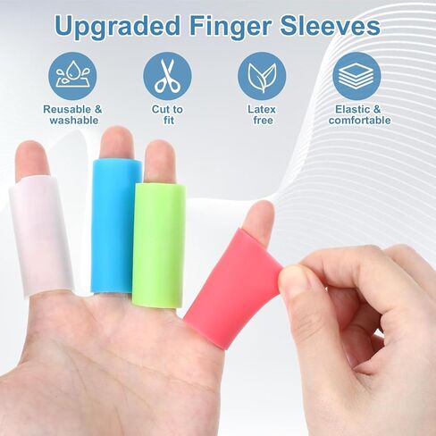 25-Pack Silicone Finger Sleeve,Lavender-Infused Silicone Finger Tip Protectors,Soft Fingers Sleeves Protectors for Dry, Cracked Skin & Friction Protection, 5 Colors in Kuwait