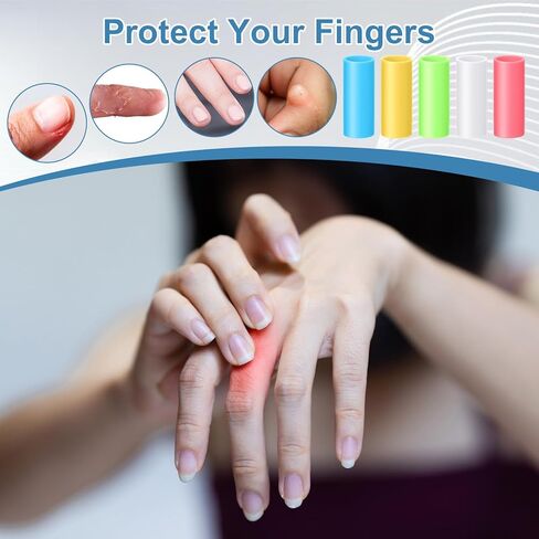 25-Pack Silicone Finger Sleeve,Lavender-Infused Silicone Finger Tip Protectors,Soft Fingers Sleeves Protectors for Dry, Cracked Skin & Friction Protection, 5 Colors in Kuwait