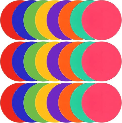 Poly Spots 9inch Poly Spot Markers for Gym Floor, 9 Colors 18/36 Pcs Non-Slip Rubber Floor Dots Flat Cones Round Agility Markers for Sports Soccer Basketball PE Training, Dance, Classroom Activities in Kuwait