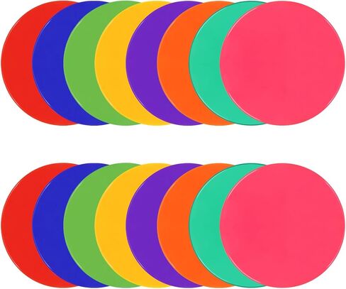 Poly Spots 9inch Poly Spot Markers for Gym Floor, 9 Colors 18/36 Pcs Non-Slip Rubber Floor Dots Flat Cones Round Agility Markers for Sports Soccer Basketball PE Training, Dance, Classroom Activities in Saudi Arabia