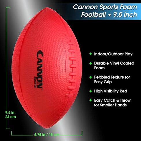 كرة قدم Cannon Sports Red Foam - كرة قدم خفيفة الوزن مقاس 9.5 بوصة - مثالية للتمرين والألعاب غير الرسمية - ناعمة وآمنة للعب في الأماكن المغلقة/الخارجية in Kuwait