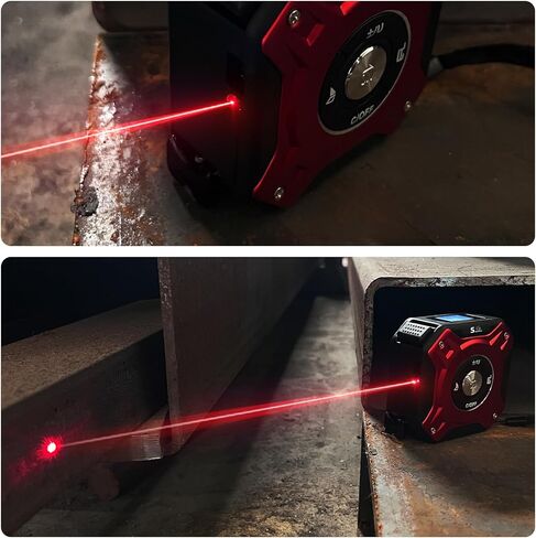 5 in 1 Laser Tape Measure with Level | 196ft/60M Laser Distance Meter Display On Backlit LCD Screen with 16ft/5m AutoLock Measuring Tape | Ft/Inch/Fractions/M/mm (Red 2in1 Laser) in Kuwait