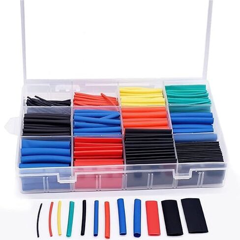 560Pcs Heat Shrink Tube Kit – 7 Sizes Electrical Wire Cable Sleeving for Insulation, DIY, Automotive & Industrial Use – Includes Storage Box in Kuwait