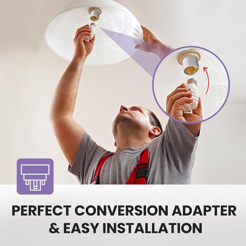 Luxvista Gx24q إلى E26/E27 محول مآخذ الإضاءة LED، Gx24 إلى محول قاعدة لمبة Edison المتوسطة، محول قاعدة مصباح CFL 4 دبوس، Gx24/Gx24q إلى E26 تركيبات الإضاءة، إزالة تجاوز الصابورة، 10 عبوات in Kuwait