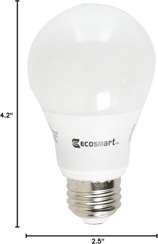 EcoSmart 60W يعادل ضوء النهار A19 Energy Star، لمبة إضاءة LED خافتة (4 عبوات) in Kuwait