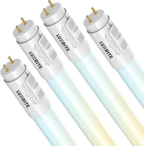 مصباح أنبوبي LED LUXRITE 3FT، T8، 12W=25W، 5CCT 3000K- 6500K، 1560LM، زاوية شعاع 320 درجة، استبدال الفلورسنت، متوافق مع الصابورة أو تجاوز، طرف واحد أو مزدوج يعمل بالطاقة، رطب ومدرج في قائمة UL (4 عبوات) in Kuwait