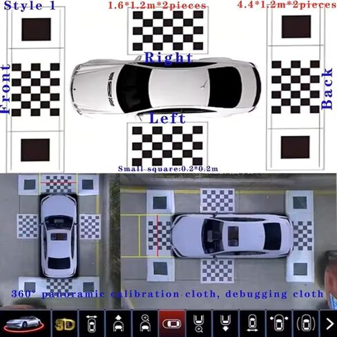 Car panoramic 3D 2D Calibration Cloth 4.4 * 1.2M / 1.6 * 1.2M 360 Camera Debug Cloth 3D Car 360-degree 360-Degree Panoramic Bird's-Eye Panoramic DVR System Debugging Cloth Special 4 Pieces/set in Kuwait