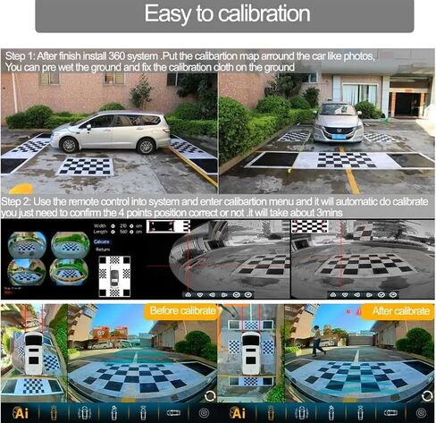 Car panoramic 3D 2D Calibration Cloth 4.4 * 1.2M / 1.6 * 1.2M 360 Camera Debug Cloth 3D Car 360-degree 360-Degree Panoramic Bird's-Eye Panoramic DVR System Debugging Cloth Special 4 Pieces/set in Kuwait