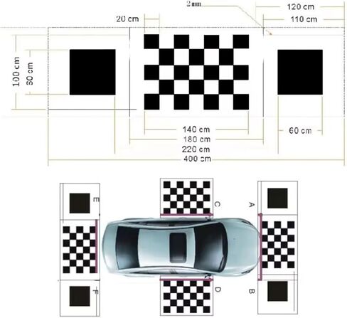 Car panoramic 3D 2D Calibration Cloth 4.4 * 1.2M / 1.6 * 1.2M 360 Camera Debug Cloth 3D Car 360-degree 360-Degree Panoramic Bird's-Eye Panoramic DVR System Debugging Cloth Special 4 Pieces/set in Kuwait