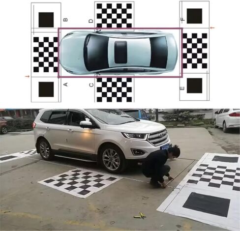 Car panoramic 3D 2D Calibration Cloth 4.4 * 1.2M / 1.6 * 1.2M 360 Camera Debug Cloth 3D Car 360-degree 360-Degree Panoramic Bird's-Eye Panoramic DVR System Debugging Cloth Special 4 Pieces/set in Kuwait