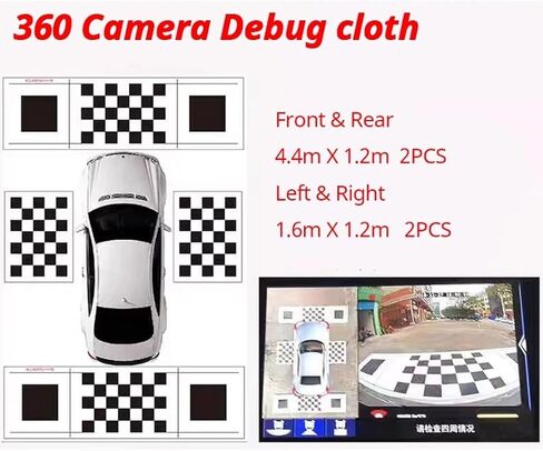 Car panoramic 3D 2D Calibration Cloth 4.4 * 1.2M / 1.6 * 1.2M 360 Camera Debug Cloth 3D Car 360-degree 360-Degree Panoramic Bird's-Eye Panoramic DVR System Debugging Cloth Special 4 Pieces/set in Kuwait