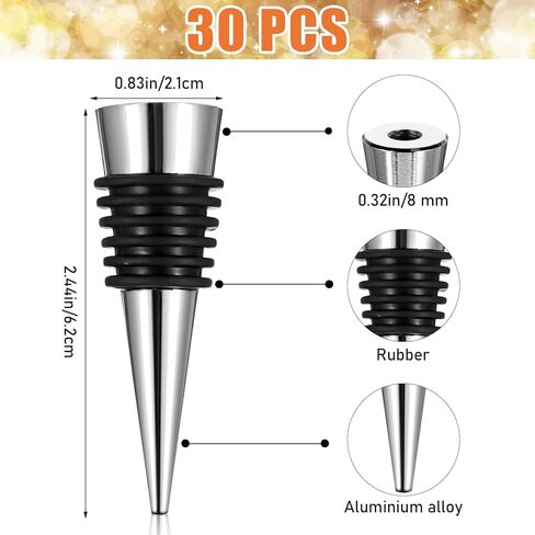 30pcs Wine Bottle Stopper Set Kit Wine Stopper Reusable Decorative Bottle Stoppers Stainless Steel WineBottle Corks Wines Saver Corks Hardware for Kitchen Bar Gifts Holiday Party Wedding in Kuwait