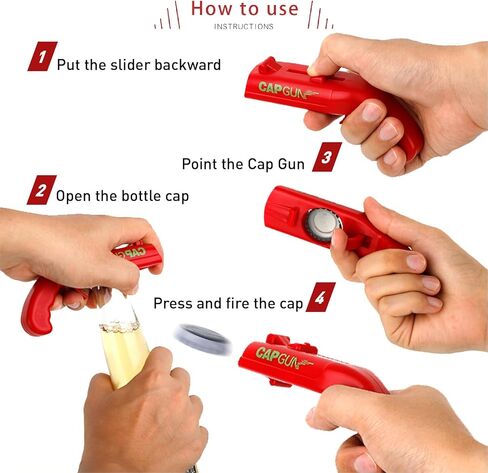 4PCs Cap Gun Bottle Opener - Fun and Functional Novelty Beer Bottle Opener with Realistic Design, Gift for Beer Lovers, Parties, and Themed Events in Kuwait