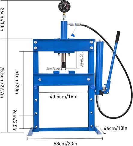 10 Ton Hydraulic Press, h-Frame Heavy Duty Garage Floor Shop Press with Adjustable Worktable & Steel Plates,for Metal Bending, Straightening, Bearings/u-Joints Installation in Saudi Arabia