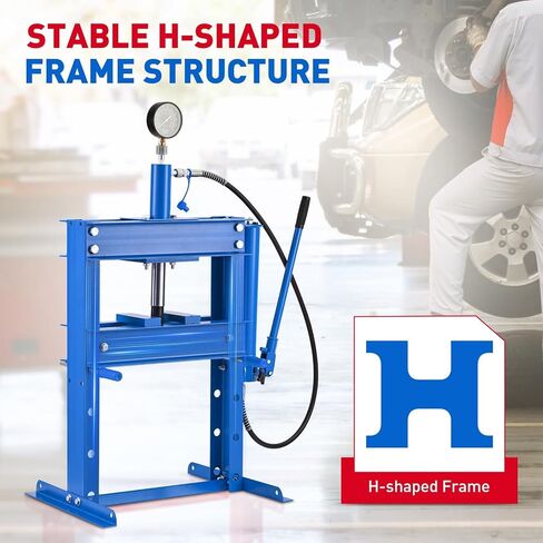 10 Ton Hydraulic Press, h-Frame Heavy Duty Garage Floor Shop Press with Adjustable Worktable & Steel Plates,for Metal Bending, Straightening, Bearings/u-Joints Installation in Saudi Arabia