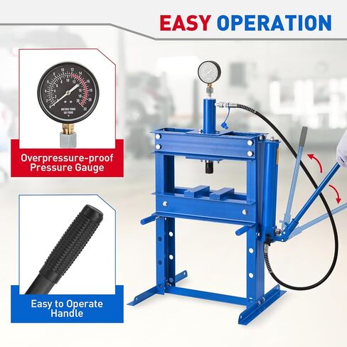 10 Ton Hydraulic Press, h-Frame Heavy Duty Garage Floor Shop Press with Adjustable Worktable & Steel Plates,for Metal Bending, Straightening, Bearings/u-Joints Installation in Saudi Arabia