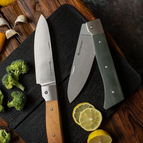 سكين الشيف Messermeister Adventure Chef القابل للطي مقاس 6 بوصات - مقبض من الفولاذ الألماني والقيقب المتفحم - مقاوم للصدأ وسهل الصيانة in Kuwait