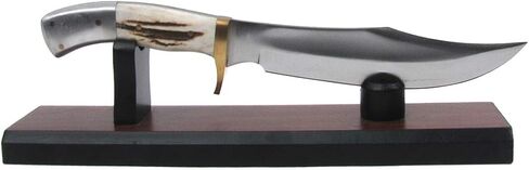 Treasure Gurus Natural Brown Wood Fixed Blade Knife Collection Display Stand Holder Rustic Cabin Home Decor in Kuwait